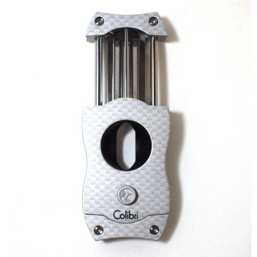 Colibri V Cut Carbon Fibre Cigar Cutter - Silver
